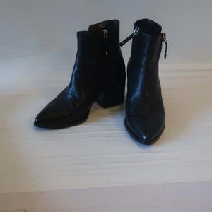 *Womens Bruglia Black Leather Double Ankle Zip Booties 37 US/7